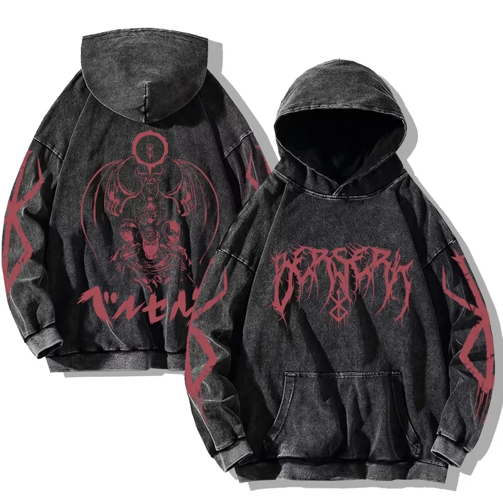 Vintage Washed Berserk Anime Hoodie