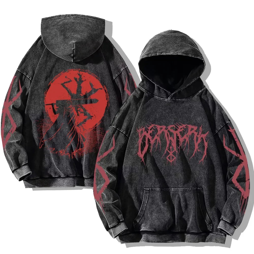 Vintage Washed Berserk Anime Hoodie